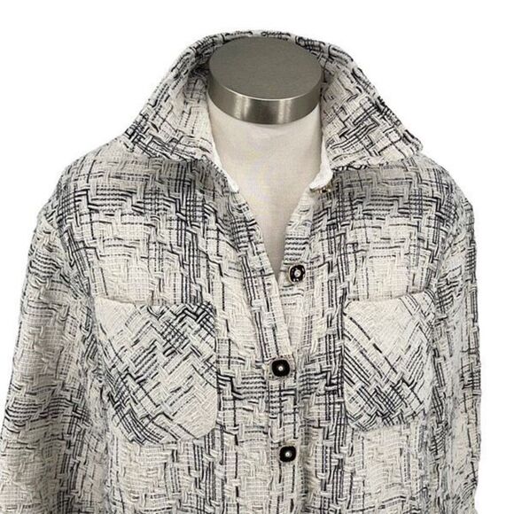 Angels & Castles Tweed Blazer Jacket Plaid Bouclé Wool Polyester Blend Medium‎ - Picture 3 of 10